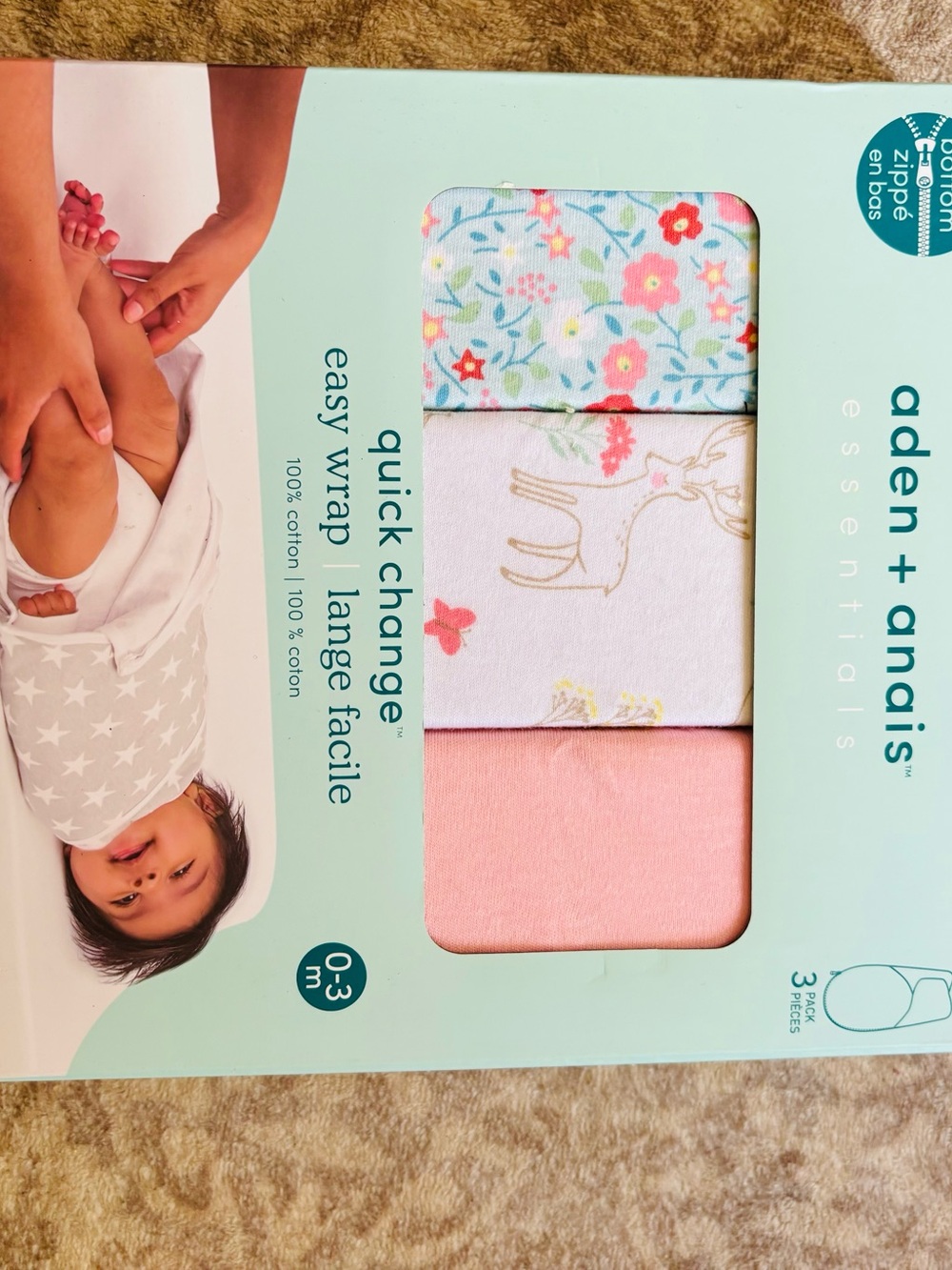 aden + anais Kids Quick Change Easy Wrap Set - Pink, Floral, White